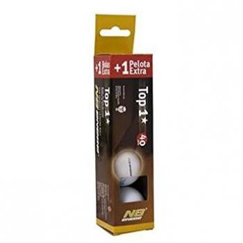 PELOTA DE PING PONG CAJA 3+1 PELOTAS NB TOP 1* BLANCO