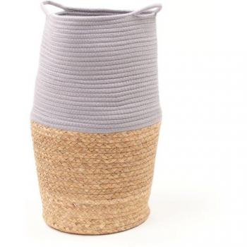 Panier de rangement - LA FACTORY - Cosy - Coton et jacinthe - Gris acier - D 30 x H 50 cm