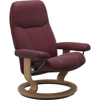 Stressless® Consul Relaxsessel – Classic Base, Größe S, Gestell Eiche, Bordeaux BATICK Leder