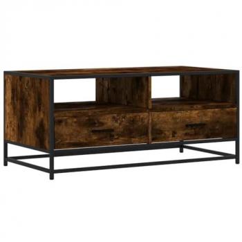 VidaXL Coffee Table Smoked Oak 100x50x45 cm Engineered Wood and Metal