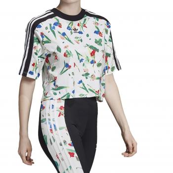 Tee-shirt court à motifs pour femme blanc ED4742