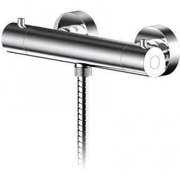 Balterley - Current Contemporary Bathroom Wall Mount Round Thermostatic Bar Valve with Bottom Outlet, 55mm x 275mm, Chrome