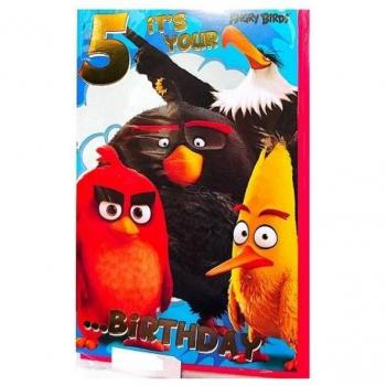Cartolina di Compleanno Angry Birds 5 Anni