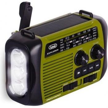 Trevi Radio Portatile Dinamo Solare USB MicroSD Wireless Powerbank Verde