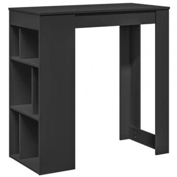 VidaXL Table de bar avec étagères noir bois d'ingénierie