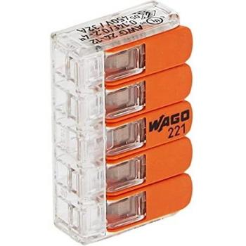 WAGO 33346428 Reopenable Flex Wire Connector, 5 Slots, 25 Units