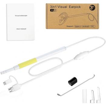 Ear Cleaning Endoscope 3 in 1 USB HD Visual Ear Spoon