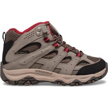 Rode Merrell Moab 3 Mid WP Kids Wandelschoen maat 30