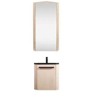 Lave-mains d'Angle Suspendu avec Armoire et Robinet