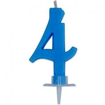 CANDELA SAGOMATA NUMERO 4 CELESTE CM. 7