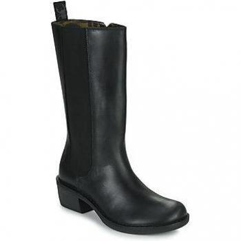 Fly London MADA081FLY Rug Leather Women's Calf Length Heel Boots - Colour: Black