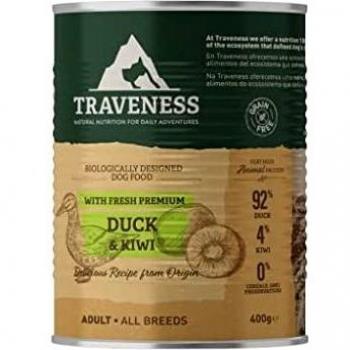 Traveness Comida Húmeda De Pato Con Kiwi Para Perros 12x400 Gr