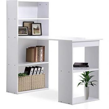 Escritorio HOMCOM con Librería Reversible 120x55x120 cm Blanco