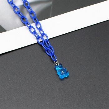 Acrylic Chain Gummy Bear Pendant Necklace for Girls