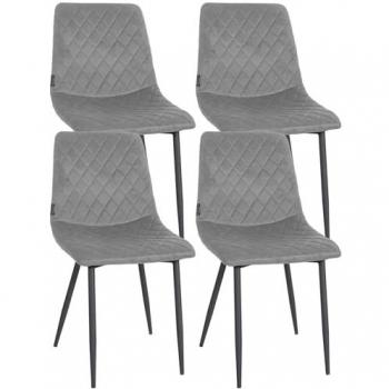 Sedie Telde Velvet Grigio 4 pezzi Set