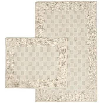 Bluenity Tufted Polka Dot Bath Mat Set, Ecru, 50x60 cm + 60x100 cm