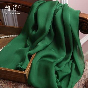 Natural Silk Chiffon Scarf Dark Green