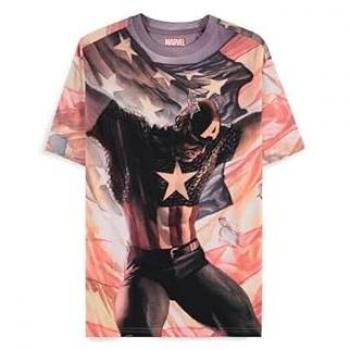 Captain America - Digital American AOP T-Shirt - Herren - Schwarz - XL
