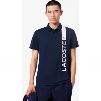 Polo Lacoste Ultra Dry Print Sport Bleu Marine, Blanché – S