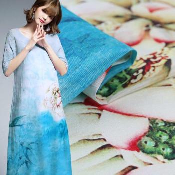 Red Plum Silk Linen Cheongsam Fabric