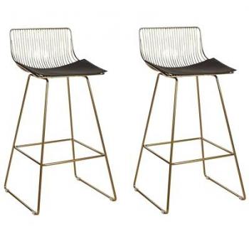 Set of 2 Gold Metal Counter Height Bar Chairs