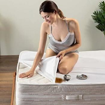 Coprimaterasso Matrimoniale Impermeabile per Letto 180x200 cm King Size in Cotone Salvamaterasso Traversa Traspirante Antiacaro Anallergico e Antibatterico Copriletto Proteggi Materasso Lavabile