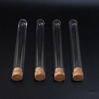 50pcs Plastic Test Tubes with Cork, Round Bottom, 20x150mm