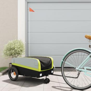 VidaXL Bike Cargo Trailer Black and Green 30 kg Iron