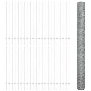 Set de Poste de Cerca 22 U-Channel 150 cm Acero Galvanizado