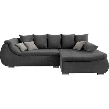 Anthrazit: Perallo L‑Form Ecksofa – 275 cm x 96 cm x 165 cm, inklusive 3 Zierkissen & 1 Armlehnenkissen