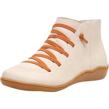 Zapatos Botas de Cuero PU con Cremallera Negra para Mujer