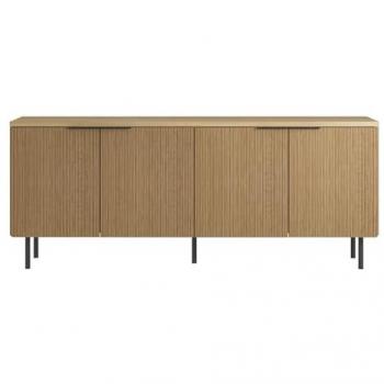 Mobili Rebecca - Credenza Bassa Rebecca Mobili Wartel 74x180x43 Truciolato Acciaio Marrone Chiaro Grigio Scuro Moderno