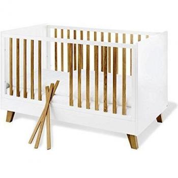 Lit bébé évolutif laqué blanc et chêne clair Pan 70x140 cm