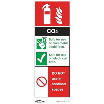 Sealey Self Adhesive Vinyl CO2 Fire Extinguisher Sign Pack of 10 75mm 210mm Standard
