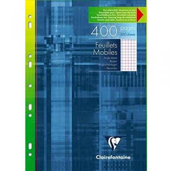 Clairefontaine 17922C - Étui carton feuilles mobiles perforées 21x29,7cm 90g petits carreaux avec marge