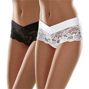 Merry Style Damen Unterhose Hipster Hot Pants mit Spitzenbesatz MSGAB155