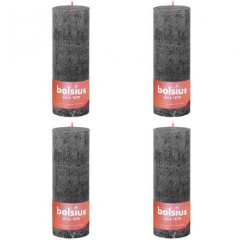 Bolsius Rustikale Stumpenkerzen Shine 4 Stk. 190x68 Mm Sturmgrau