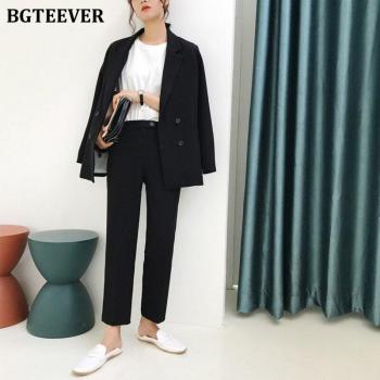 Conjunto Vintage BGTEEVER Chaqueta y Pantalón Mujer Verde Pastel