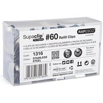 Rapesco Dokumenteclip Supaclip 60 Edelstahl VE=250 Stück