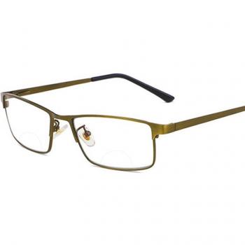 Men's Bifocal Reading Glasses - Metal Frame, Presbyopia, Farsightedness, UV Protection