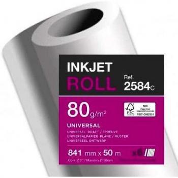 Clairefontaine Inkjet‑Plotterpapier Universal – 80 g/m² – 841 mm × 50 m – 6 Rollen pro Packung