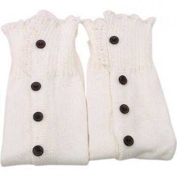 Autumn Winter Women’s Cute Button Lace Knee-High Socks and Boots