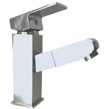 Rubinetto miscelatore lavabo con doccia estraibile in ottone cromato