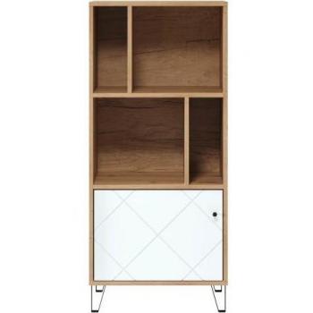 Trendteam Regalschrank Touch in weiß matt mit Rautenoptik und Eiche Artisan Bücherregal 63 x 136 cm