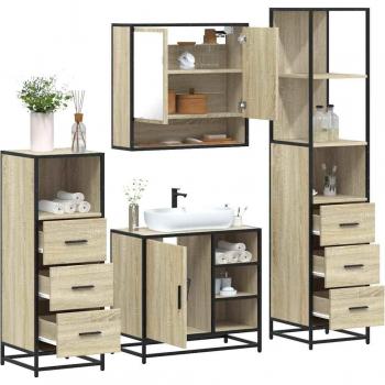 Juego Maison Exclusive Baño 4P Contrachapado Roble Sonoma