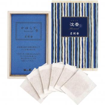 Agarholz-Räucherstäbchen „Kayuragi“, 6‑teilige Paulownia‑Verpackung, blau