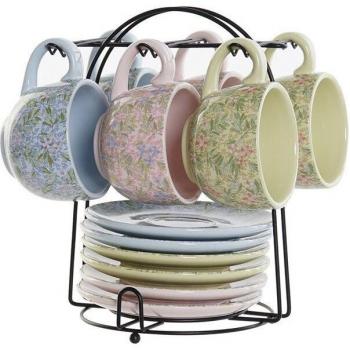 Set de Tazas Café con Flores Dolomita 6 piezas