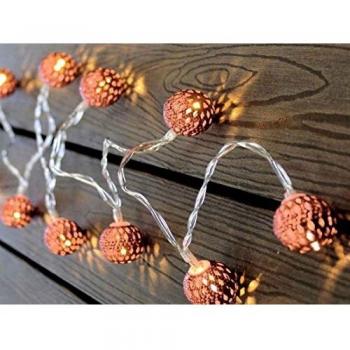 Koopman - Garland con batterie 10 led rame palline colorate 1,3m