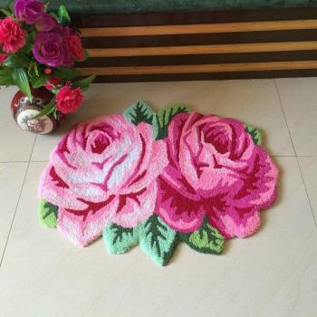 Rose Embroidered Area Mat 70x60cm