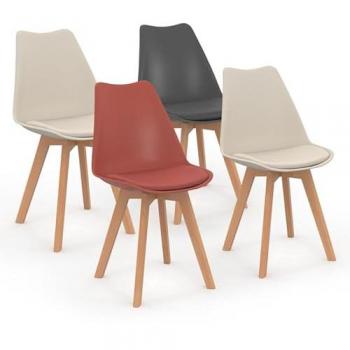 Set di 4 Sedie Scandinavi Sara Colori Mix: Grigio Scuro, Terracotta e Beige (x2)
